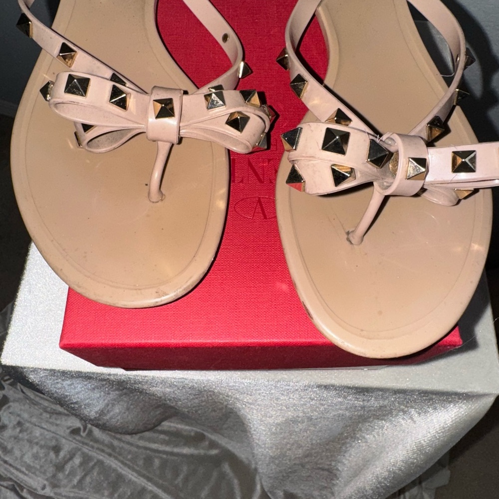 Valentino Garavani Pink Studded Sandals - Picture 6 of 8